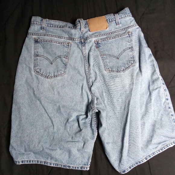 Vintage Levi's 550 Loose Fit Orange Tab Blue Denim Jean Shorts - Picture 1 of 6